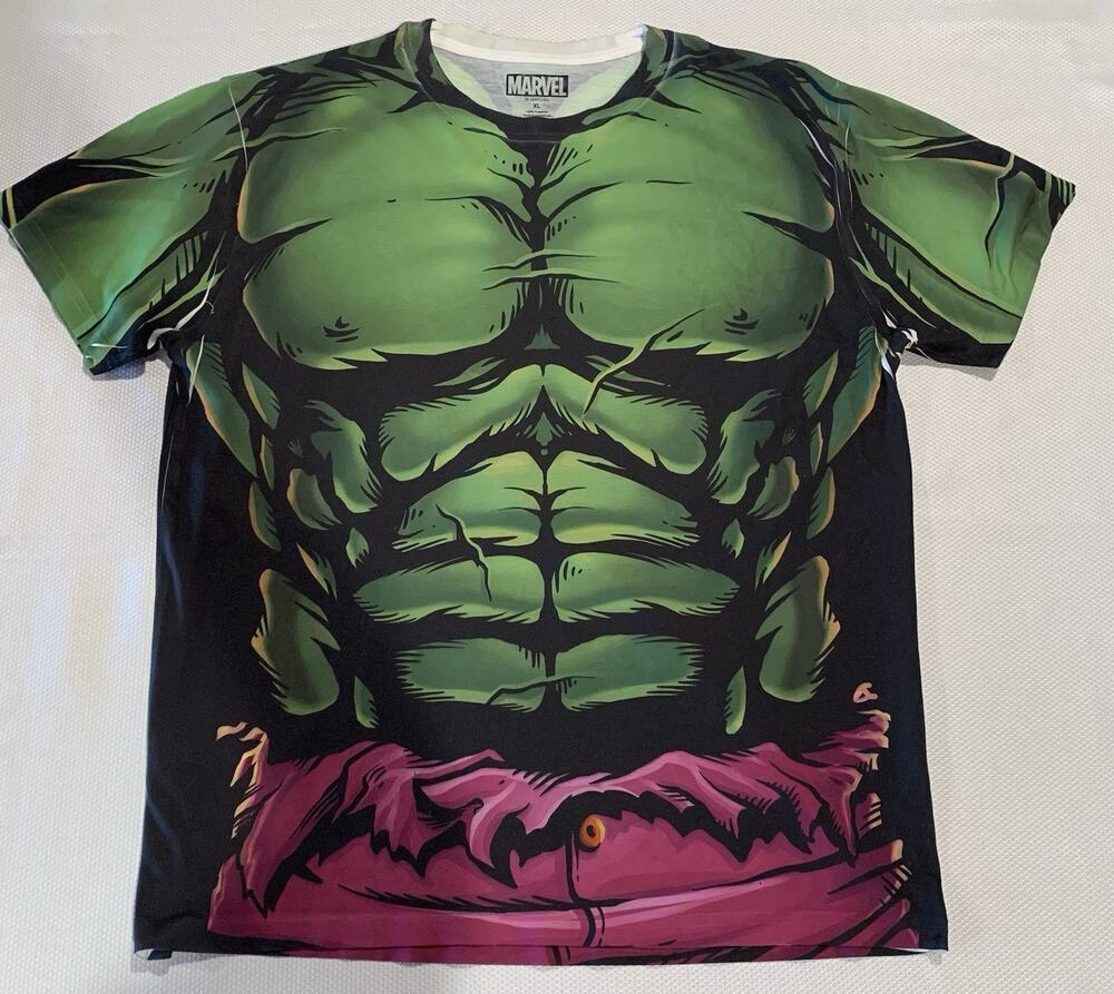 Universal Studios Marvel The Incredible Hulk Sublimation Costume T-Shirt XL AOP